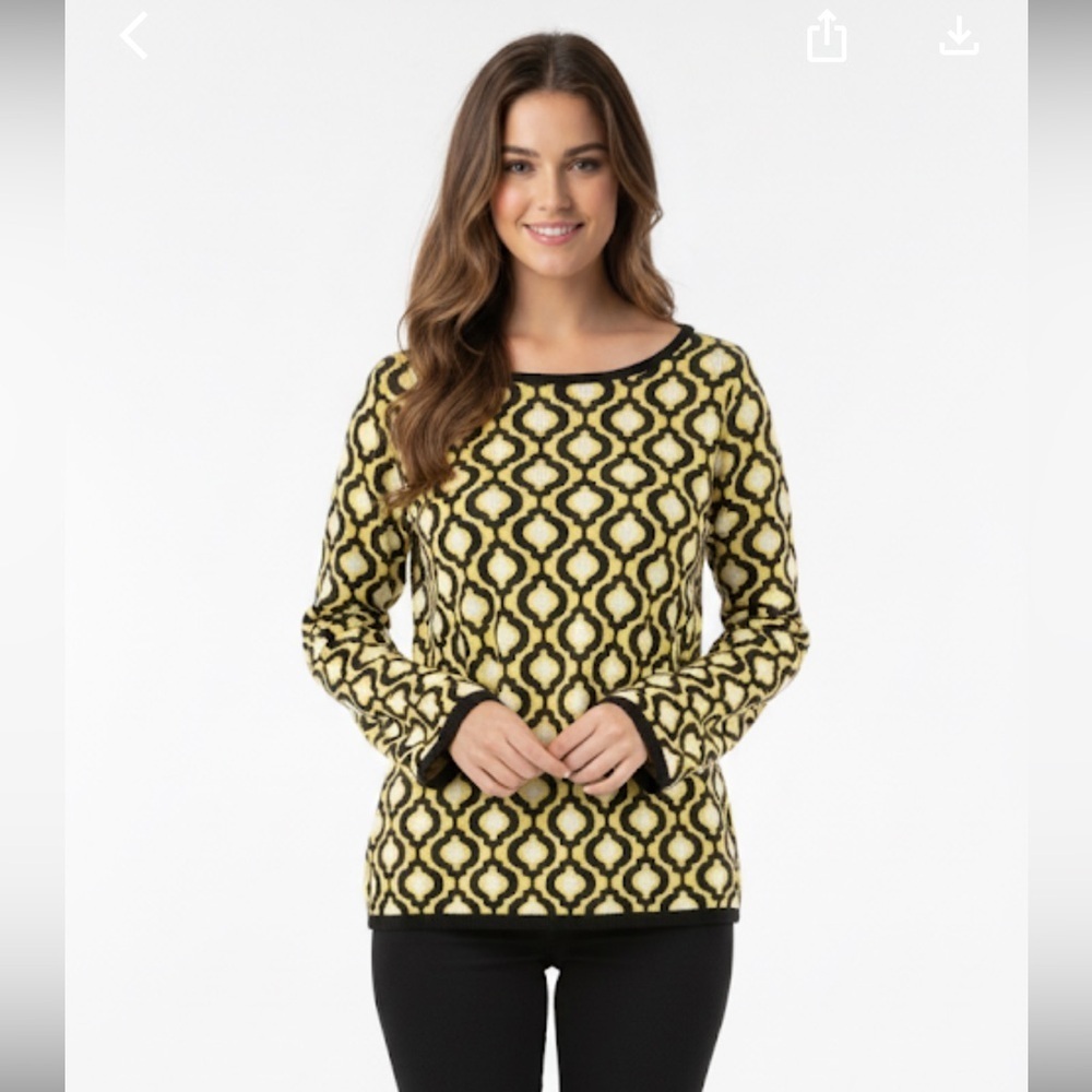 Crown & Ivy size small yellow & blue preppy top